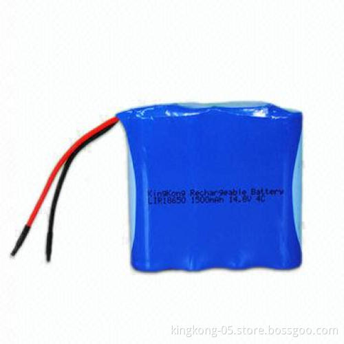 Li-ion 18650 Rechargeable Batteries Pack, 1500mAh Capacity, 14.8V Voltage